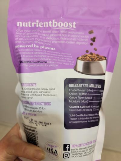 Solid Gold NutrientBoost Cat Food Topper package back