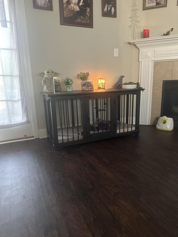 FRISCO "Broadway" Dog Crate Credenza & Mat Kit, Black, 53 x 24.3 x 27.2