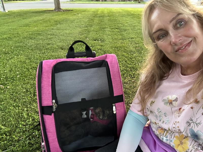 Trip to the park in her new backpack