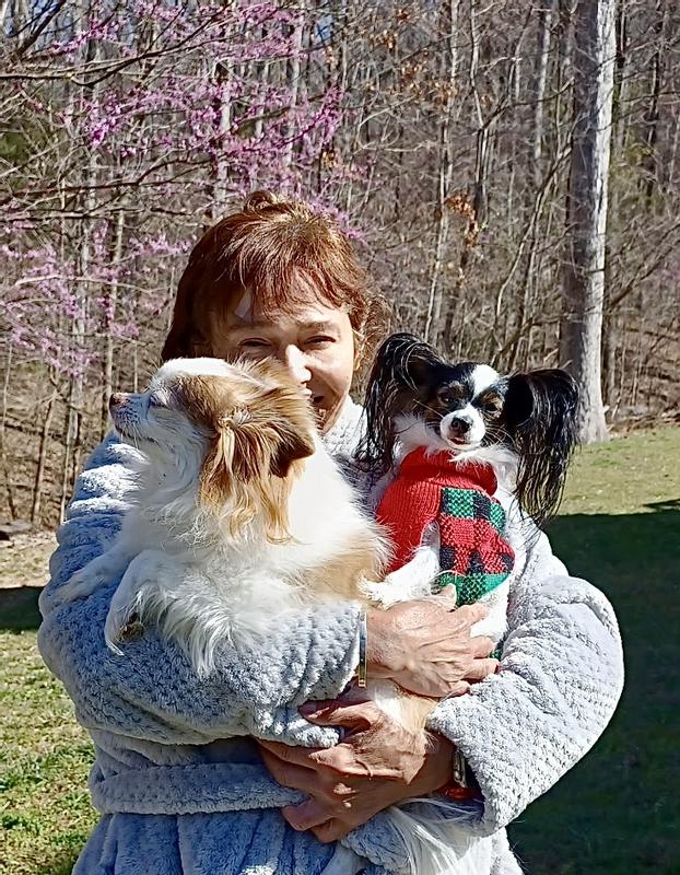 Mommy with Hankie & Chloe sunbathing