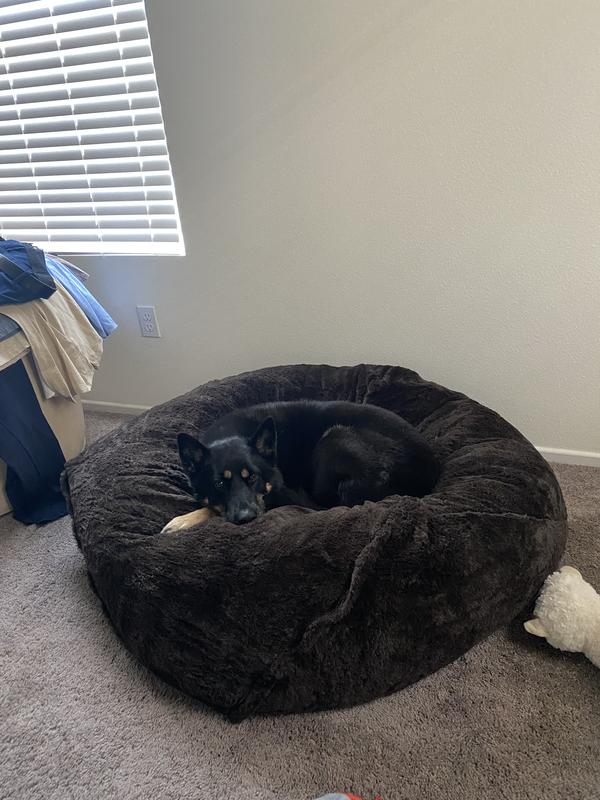 FURHAVEN Plush Ball Pillow Dog Bed with Removable Cover, Espresso, X