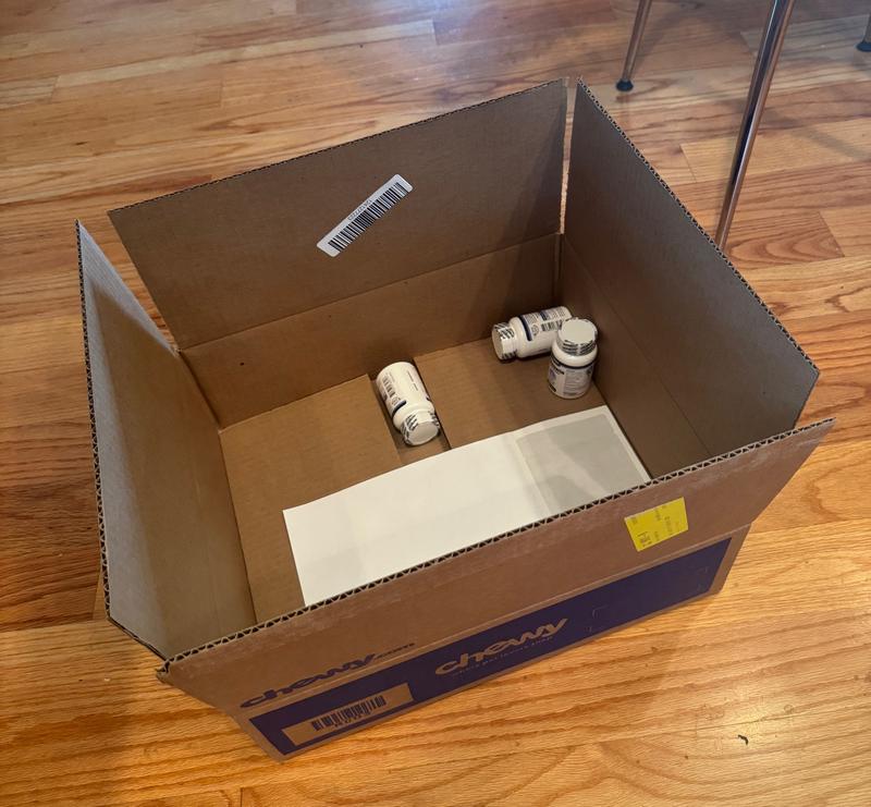 little bottles in huge box