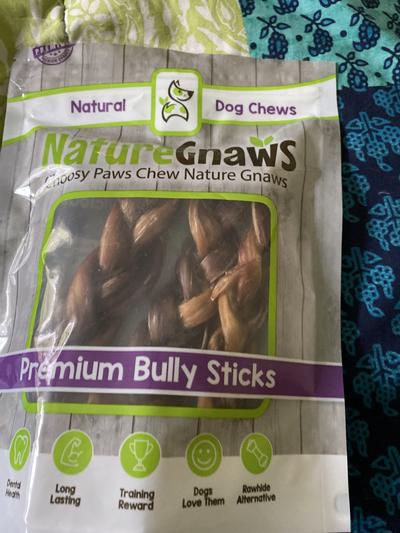 Nature Gnaws Large Bully Stick & Braided Bully Stick Combo Dog Treats, 6 count