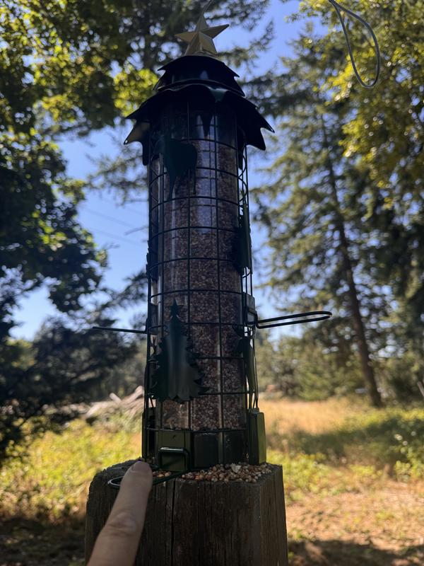 Weight on the feeder closes access to the food