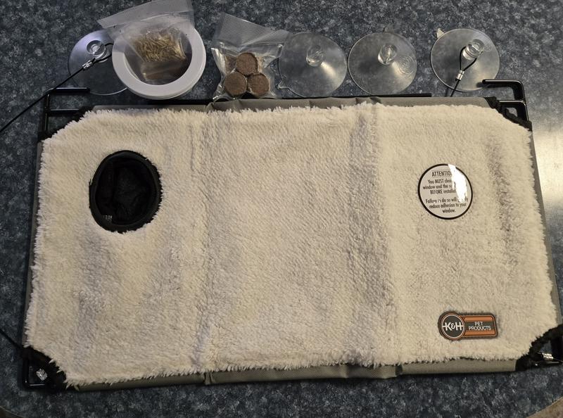 Top of perch showing everything you receive in the box