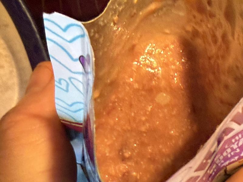 Pouch with 2-3 Tbsp of water added