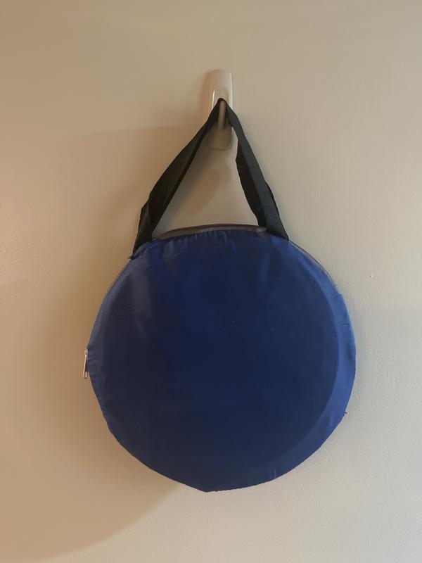 Storage case making it about the size of an appetizer or small dinner plate.