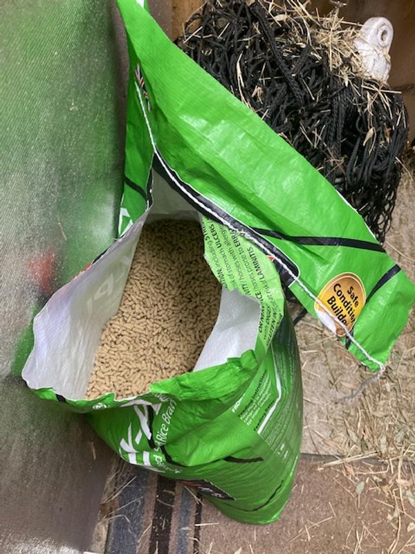 Pic 2-Note the simple, non-chemical ingredients.  Pic 3-nicely formed and solid pellets.  Pic 4 & 5 of  my 2 horses and their shiny coats  Pic 6 of how the bag had to be opened sans the easy-zip cord.
