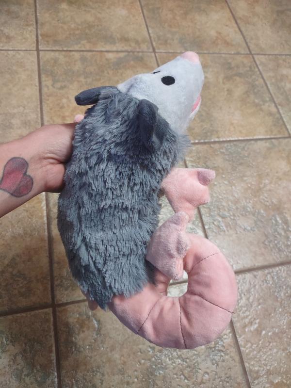 Out of Stock BARK Poppy Possum Thrasher Squeaky Plush Dog Toy Grey Chewy