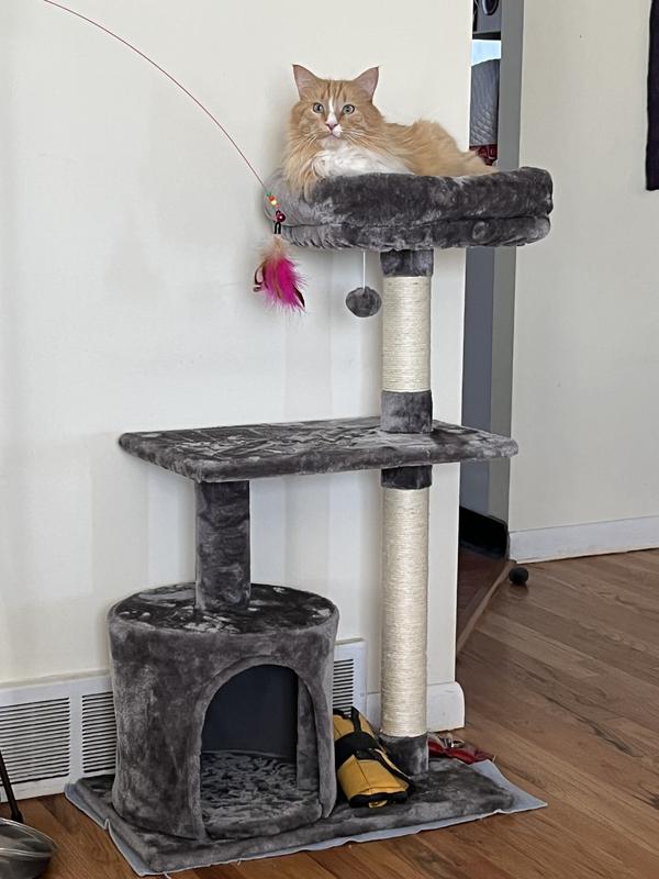 FRISCO 38in Cat Tree with Condo, Top Perch and Toy, Charcoal