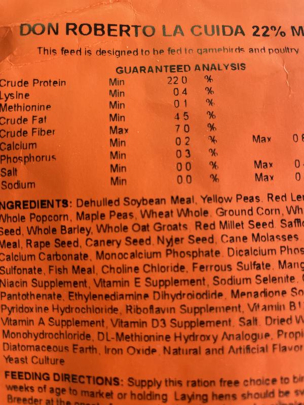 DON ROBERTO La Cuida 22 Protein Gamebird Poultry Grain Feed 25 Lb 159a6a3d D48b 57fa Be5a