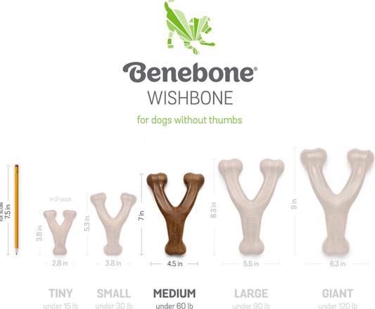 Benebone Bacon Flavor Wishbone Tough Dog Chew Toy, Medium