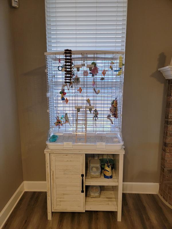 Vision bird cage stand with cabinet sale