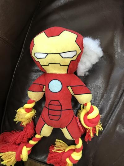MARVEL 's Ironman Plush with Rope Squeaky Dog Toy 
