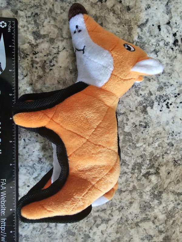 Pet Life Foxy-Tail Quilted Plush Animal Squeaky Tug Dog Toy