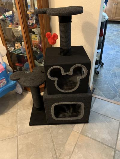 39.4 Daviston Disney Cubical Cat Condo with Lounging Towers Sisal Scratching Posts and Swatting Toys – Bring The Magic of Disney Into Your Home Cat T