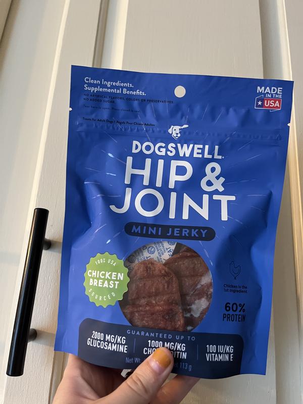 DOGSWELL Jerky Minis Hip & Joint Chicken Recipe GrainFree Dog Treats, 4oz bag