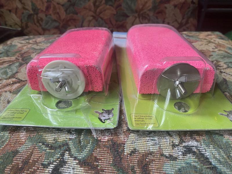 New one on left with plastic washer and strong odor