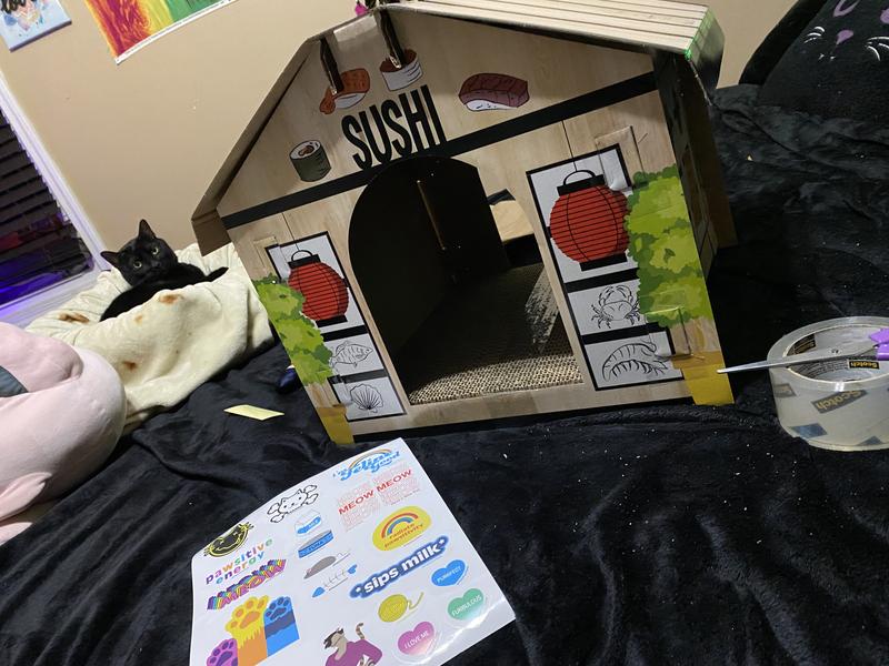 Watching me build it, realizing it’s probably for him <3  used packing tape to secure ALL the flaps! Really helps! ;)