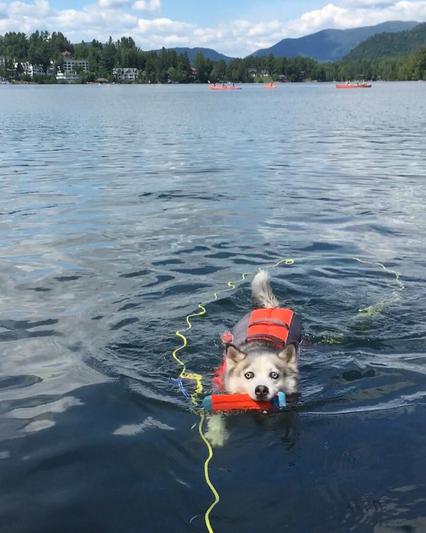 Size XL keeps her nice and buoyant