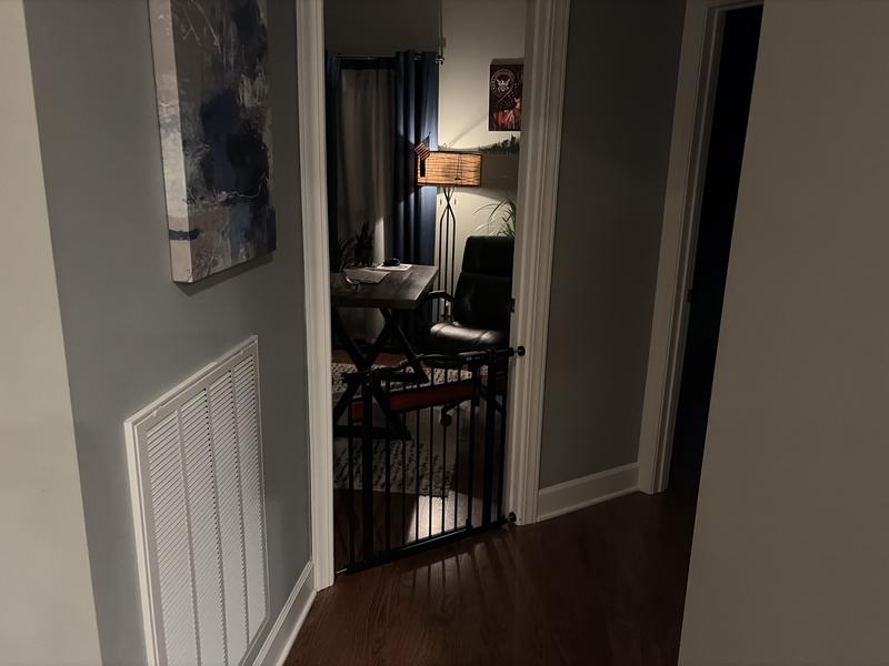 As far as doggy gates go, it’s nice looking! Very happy with it!