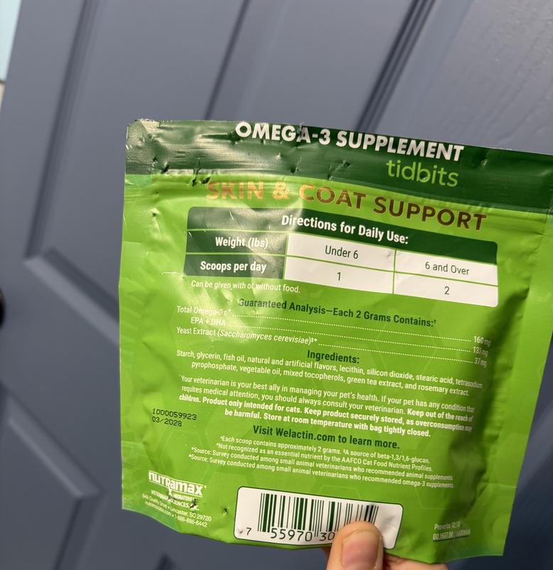 NUTRAMAX Welactin Tidbits Dental, Skin & Coat Health with Omega 3 Fish ...