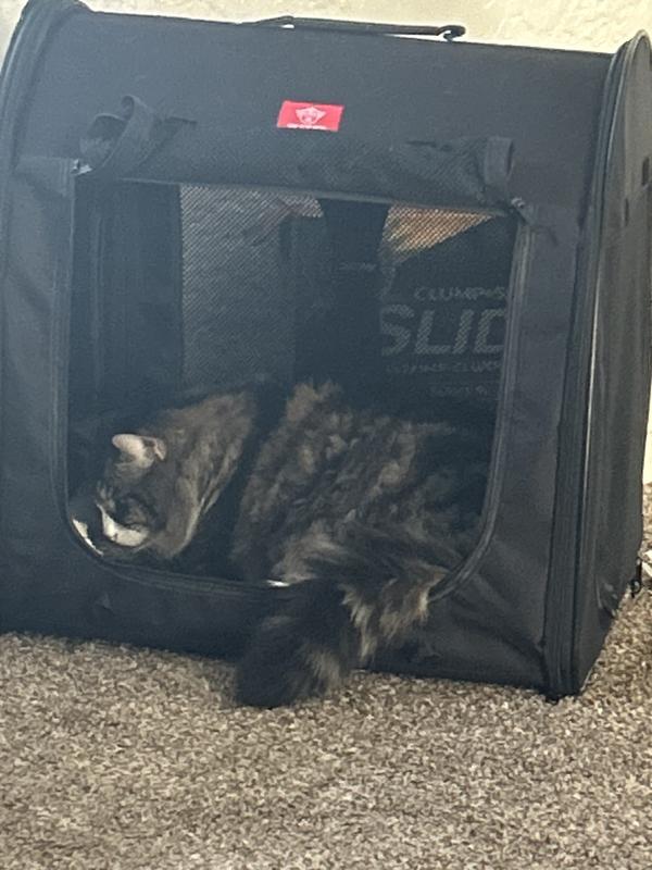 ONE FOR PETS Portable 2-in-1 Double Dog & Cat Kennel, Black