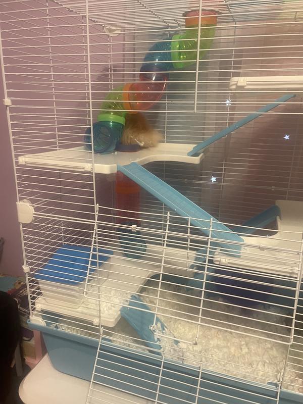 There are two doors on the sides so you can access the hamster whether it is up high or down in the lower level.