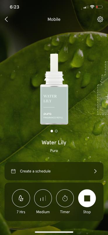 The water Lily scent on the Pura App