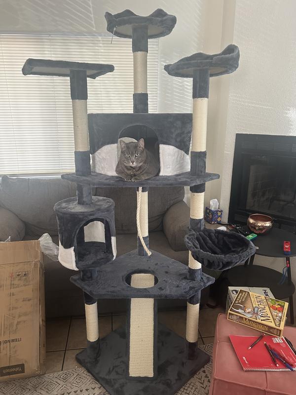 YAHEETECH 79in Plush Cat Tree & Condo, Beige