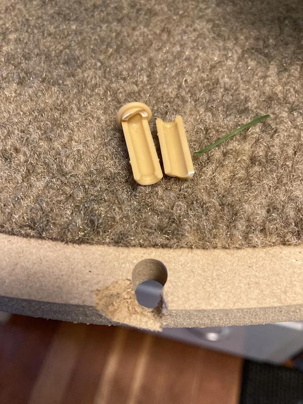 Second broken hole with snapped plastic piece