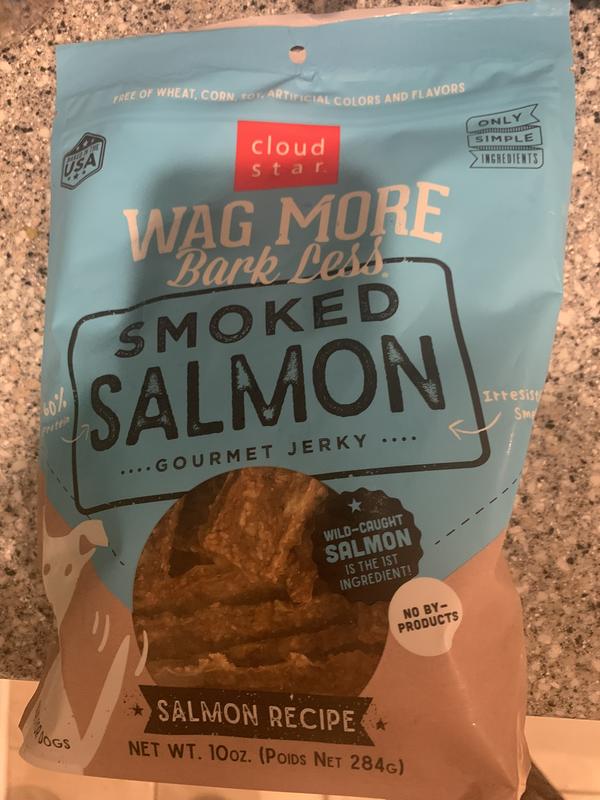 Cloud Star Wag More Bark Less Smoked Salmon Grain-Free Jerky Dog Treats, 10-oz bag