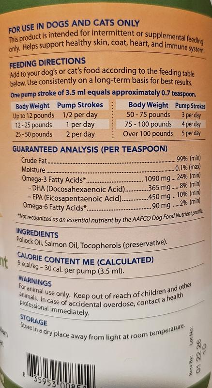 Feeding directions, ingredients