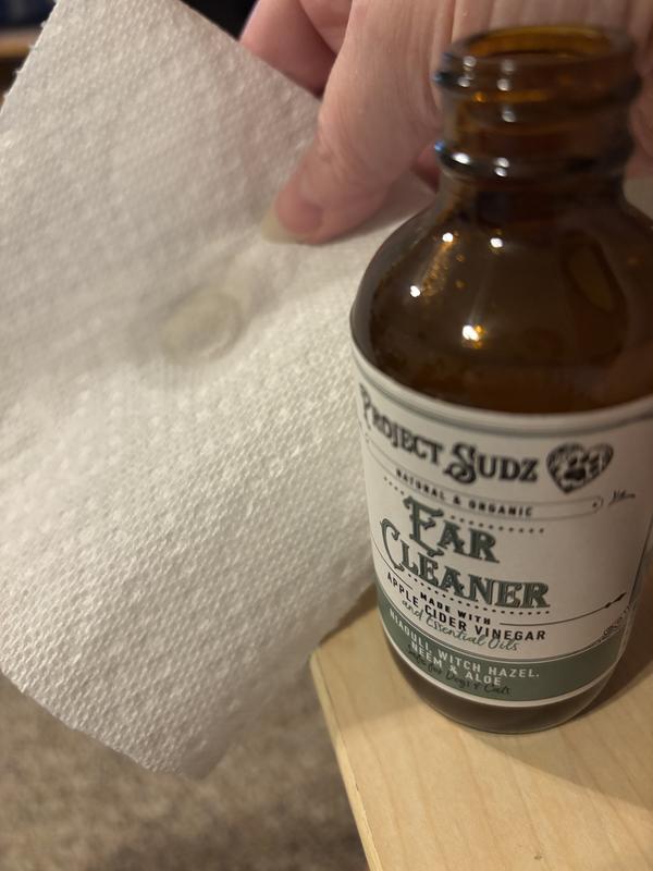 Clear liquid on paper towel