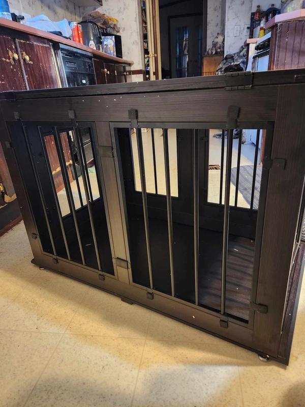 Discontinued FRISCO Double Door Wood & Metal Furniture Style Dog Crate, Espresso, Medium, 1