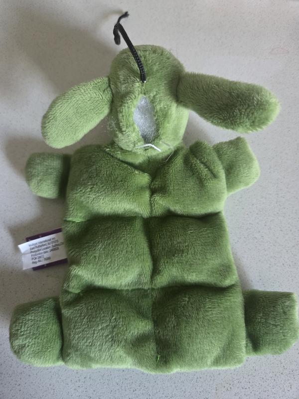 This is the mini loofa dog and you can see the hole in the seam.  This happened to the plush one too.