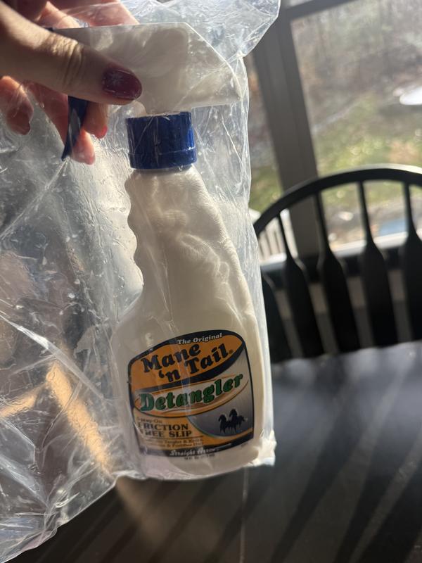 The bottle inside the bag with so much leaked product that it’s pooling in the corner