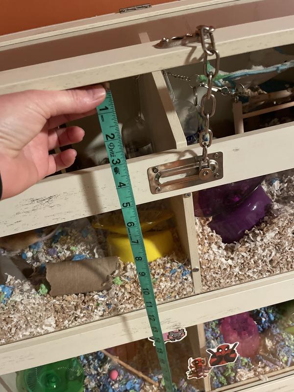 Showing gasp when top hatch is pushed open against chain