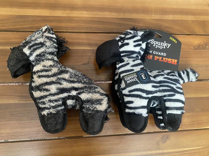 Spunky Pup Tough Plush Dog Toy, White & Black, Zebra