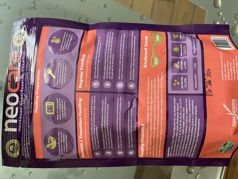Neocare advanced hand rearing formula