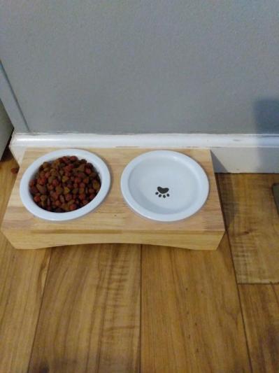 FRISCO Double Elevated Cat Bowl with Wood Stand, 0.5 cup 