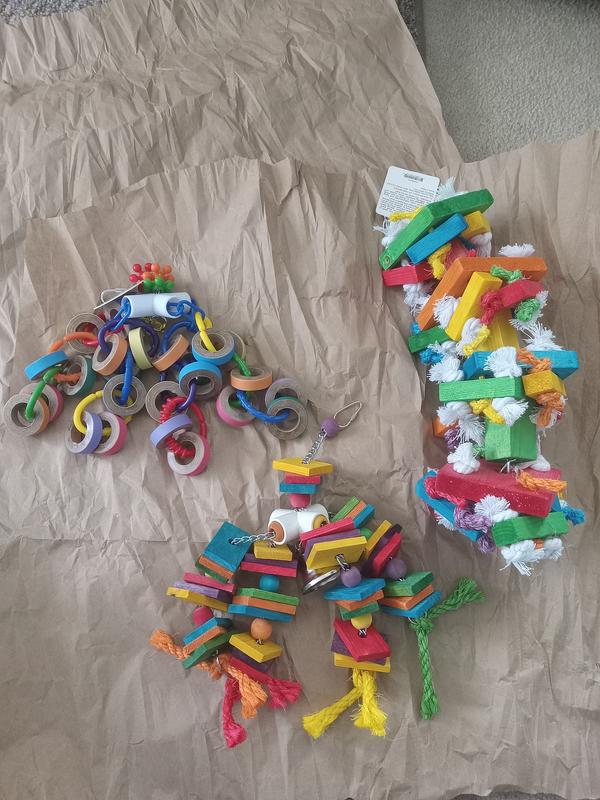 Super Bird Creations Bagel Cascade – Vogelspielzeug Für Große Vögel, Nachfüllbar, Bunte Ringe