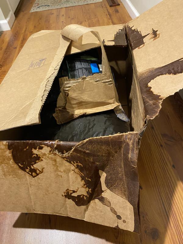 Package once opened with shampoo all over the inside