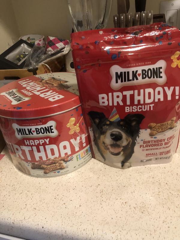 MILKBONE Happy Birthday Flavor Snacks Small Bone Dog Treats, 36oz tin