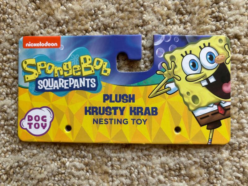 SpongeBob Label marked "Dog Toy"