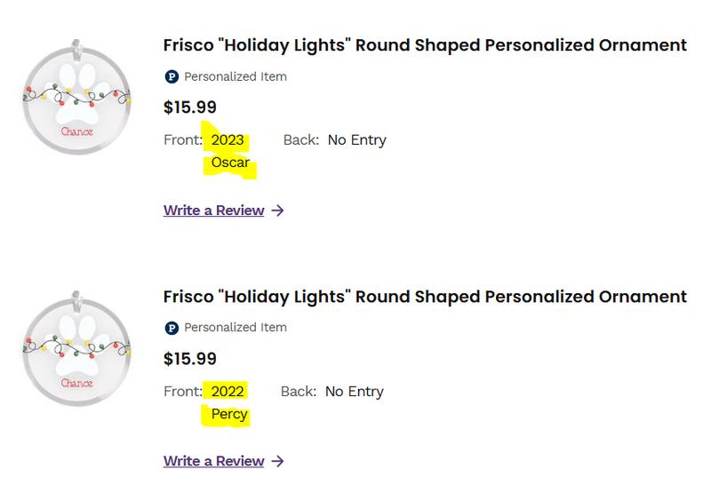 Years that I asked to be printed on the Ornament