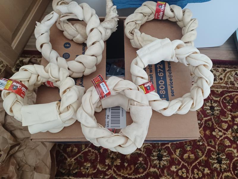 A few 8" but most smaller 5" chew