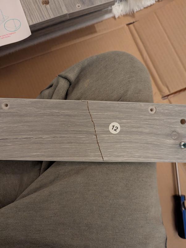 One side is cracked and bent