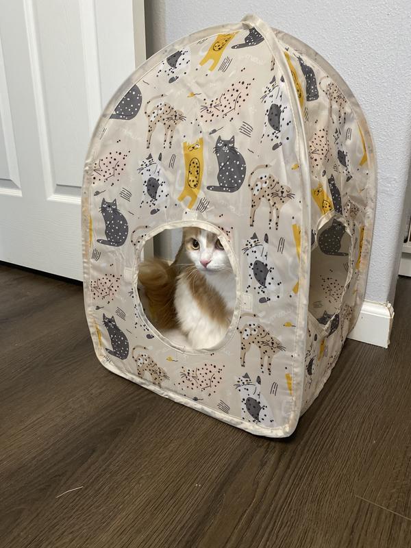 KITTY CITY Cat Print Collapsible Play Combo Cat House, Pink - Chewy.com