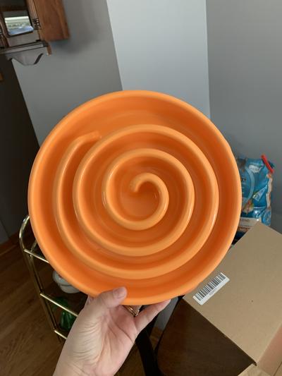 Outward Hound Fun Feeder Slo-Bowl Swirl Large Orange 10.5 x 10.5 x